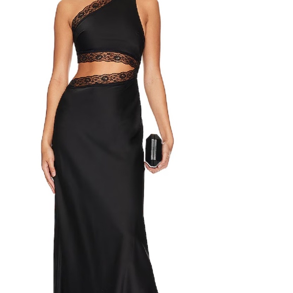 🎄NWT SOLD OUT Misha Black Jillian Satin Gown - Picture 2 of 7